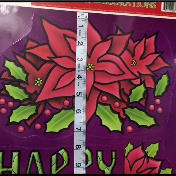 Vintage Christmas Window Clings 4 Sheets 33 pieces Ornaments Wreath Candy Cane - Picture 6 of 12